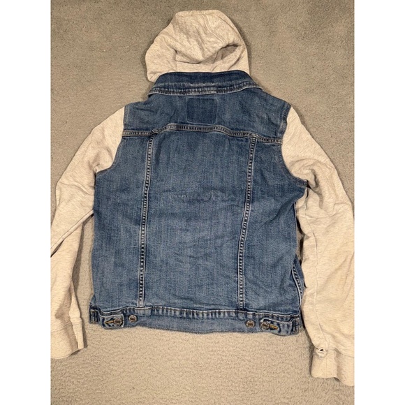 Levi's Jacket medium Blue Grey Hybrid Trucker Thumb Holes Casual - Picture 7 of 10